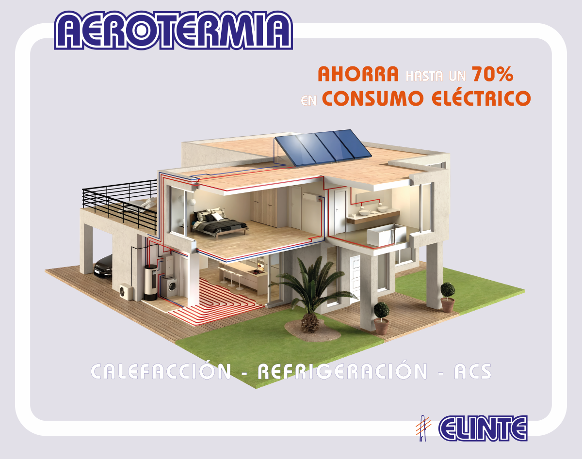 Esquema Aerotermia y Energía Solar ELINTE SL